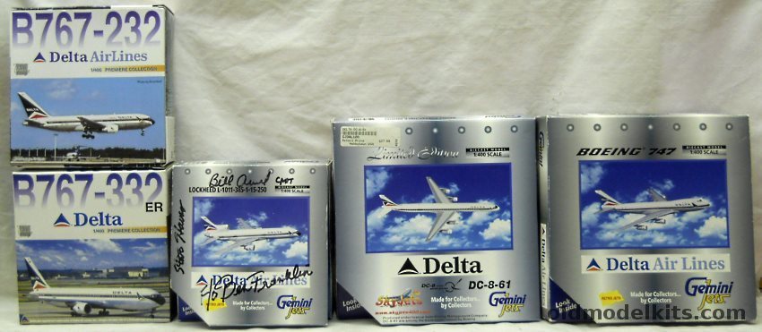 Gemini Jets 1/400 GJDAL037 L-1011 Delta / GDAL100 DC-8-61 Delta / GJDAL038 Boeing 747-132 Delta / Dragon 55312 B767-322ER Delta / Dragon 55311 B767-232 Delta plastic model kit